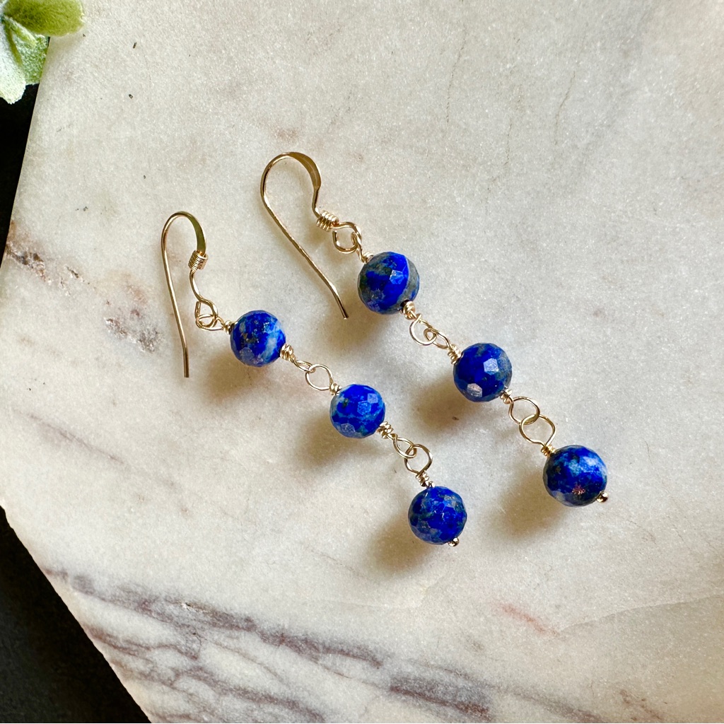 Lapis Lazuli Earrings Dangle 14k Gold Filled 37$
